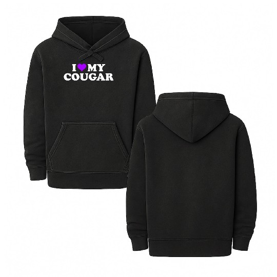 I Love Cougars Cougar Humor Valentine's Day 3BK4 Double Sided Mineral Wash Hoodies