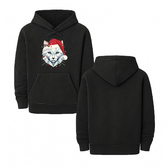 Christmas cat as Santa in modern style Double Sided Mineral Wash Hoodies