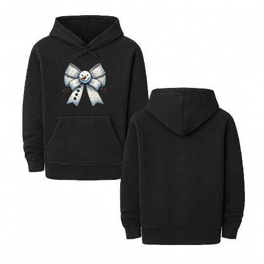 Snowman Coquette Bow, Merry Christmas Double Sided Mineral Wash Hoodies
