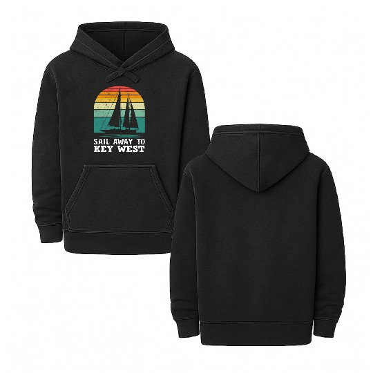 Florida SAIL AWAY TO KEY-WEST Florida Keys Double Sided Mineral Wash Hoodies