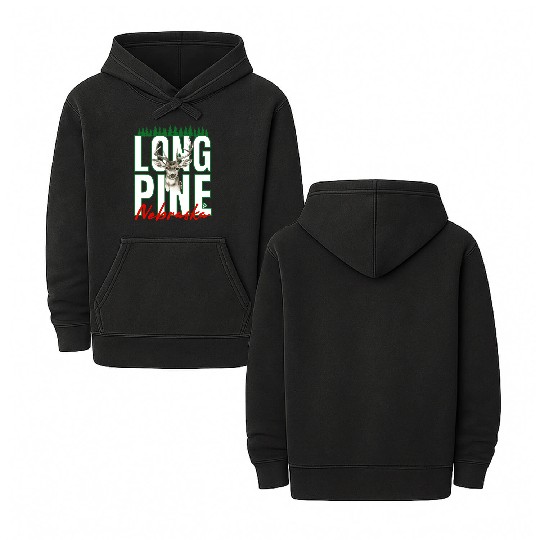 LONG PINE NEBRASKA DEER Family Design Double Sided Mineral Wash Hoodies