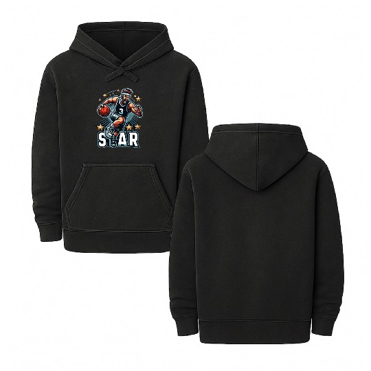 Basketball Star Dribbling Illustration Double Sided Mineral Wash Hoodies