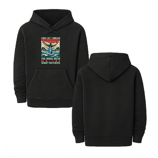 Whale Watching I Only Get Through The Week Sailing Double Sided Mineral Wash Hoodies