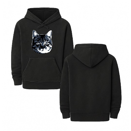 Cat Lover Realistic Pet Face Cute Cool Kitten Head Double Sided Mineral Wash Hoodies