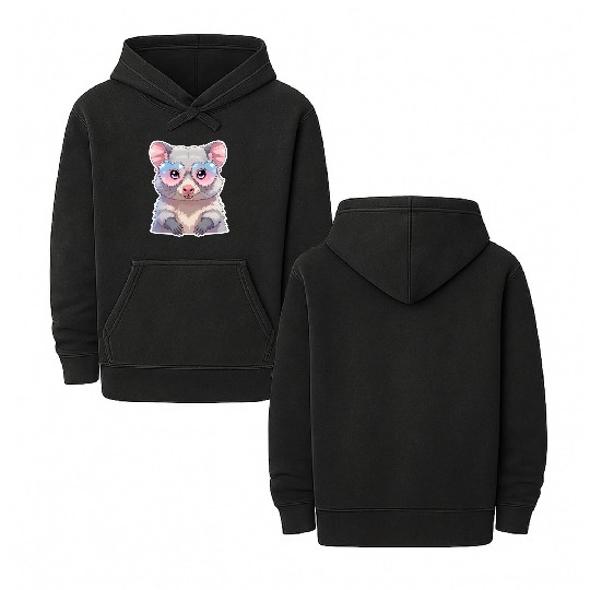 Opossum with glasses Double Sided Mineral Wash Hoodies