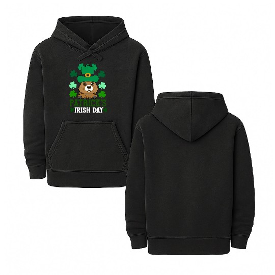Patrick's day , irish day , capybara Double Sided Mineral Wash Hoodies
