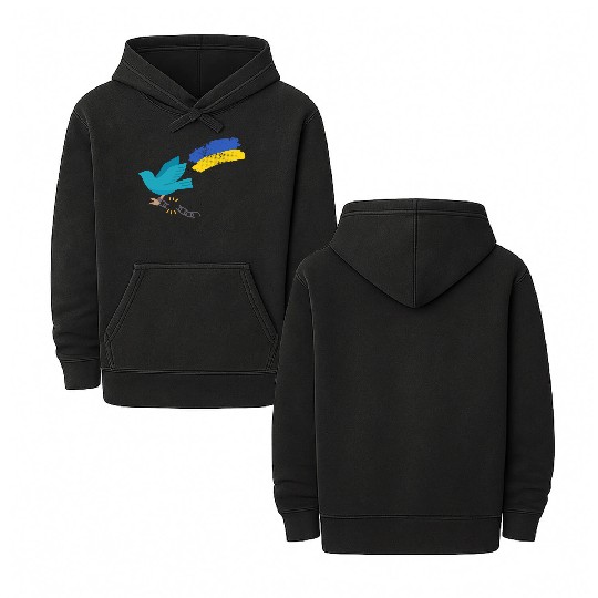 Dove of peace carrying the flag of Ukraine Double Sided Mineral Wash Hoodies