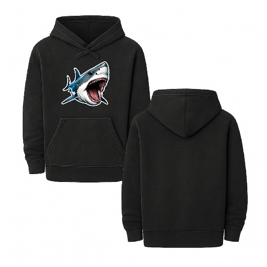 Big White Shark Attack Double Sided Mineral Wash Hoodies