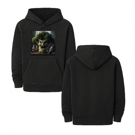 a hyper realistic cinematicmean broccoli. Double Sided Mineral Wash Hoodies