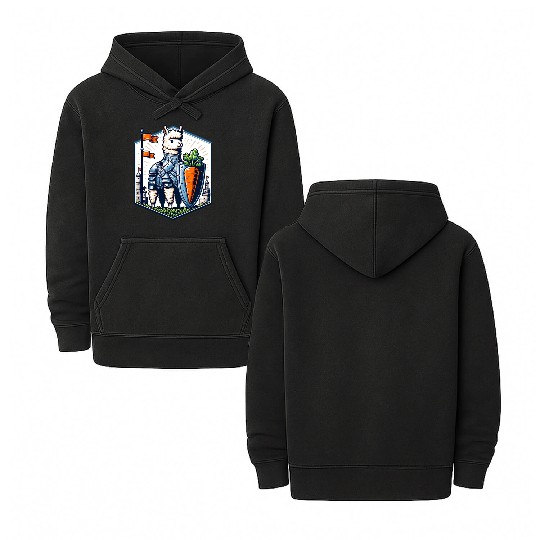 Llama Knight With Carrot Shield Adventure Double Sided Mineral Wash Hoodies