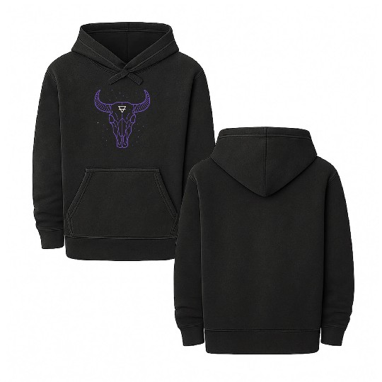 Earth Symbol Bull Skull | Mystic Minimal Art Double Sided Mineral Wash Hoodies
