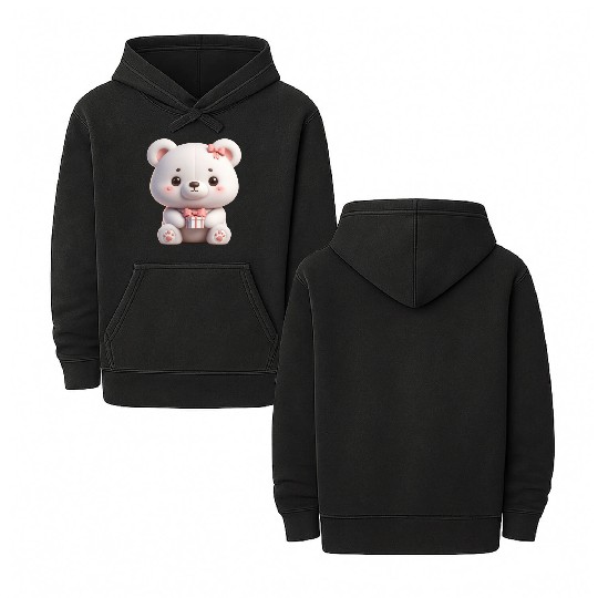 Sweet Teddy Bear and Gift Box Double Sided Mineral Wash Hoodies
