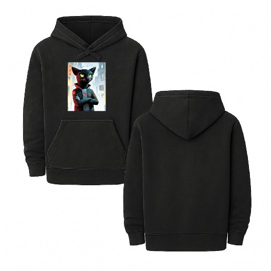 Cyberpunk Cat Boss – Futuristic Feline Art Double Sided Mineral Wash Hoodies