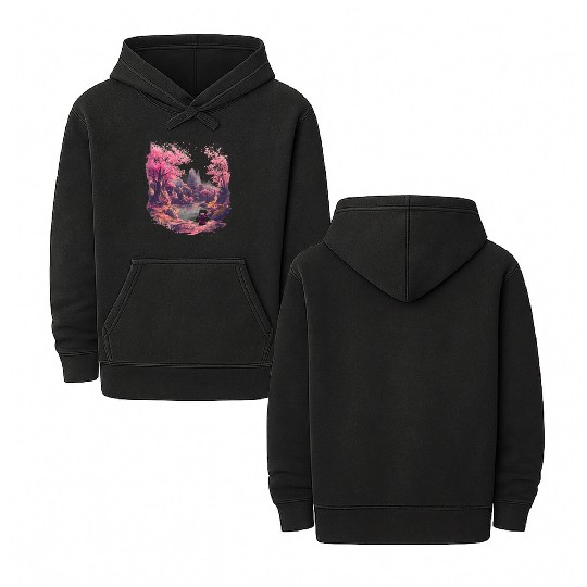 Meditative Cherry Blossoms Idyll Zen Nature Asian Double Sided Mineral Wash Hoodies