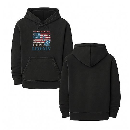 First American Pope Leo XIV Catholic Church Quote Double Sided Mineral Wash Hoodies