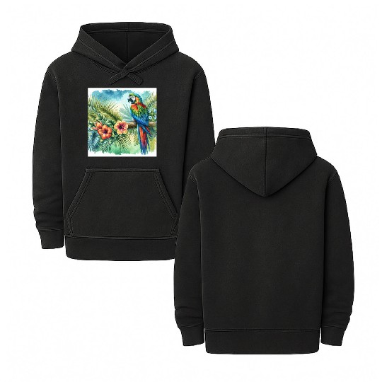 Majestic Macaw Parrot Double Sided Mineral Wash Hoodies
