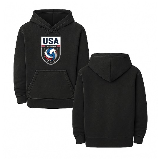 USA Volleyball Emblem Design Double Sided Mineral Wash Hoodies