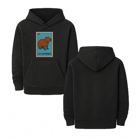 LA CAPIBARA - THE CAPYBARA - LOTERÍA CARD Double Sided Mineral Wash Hoodies