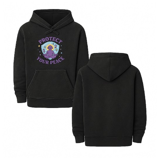 Protect Your Peace Meditation Zen Spiritual M Double Sided Mineral Wash Hoodies