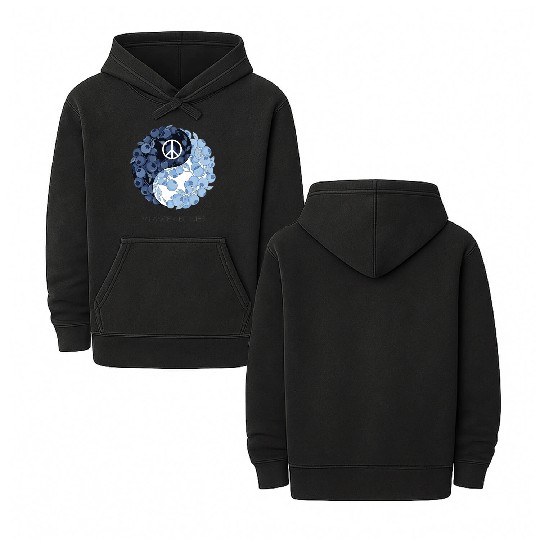 Balance & Berries – Yin Yang Blueberry Peace Desig Double Sided Mineral Wash Hoodies