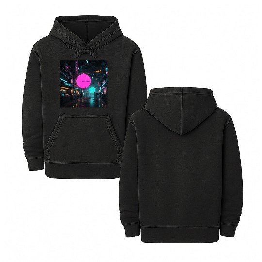 Neon Dreams: Cyberpunk City Nights Double Sided Mineral Wash Hoodies