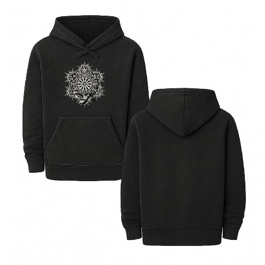 Life and Death Sacred Geometry Skull Flower Double Sided Mineral Wash Hoodies