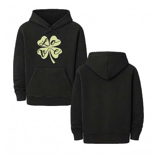 Lucky Love Four Leaf Clover Double Sided Mineral Wash Hoodies