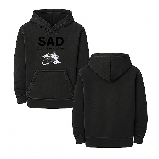 SAD – Self-Awareness Day Double Sided Mineral Wash Hoodies for Happy Lone Wolves