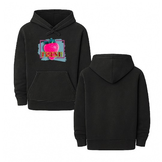 Vibrant Strawberry with Fresh Neon Sign Double Sided Mineral Wash Hoodies