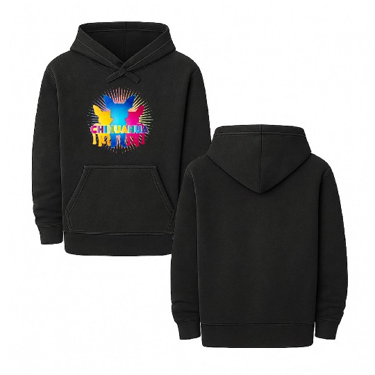 Colorful Chihuahua Silhouettes with Lettering Double Sided Mineral Wash Hoodies