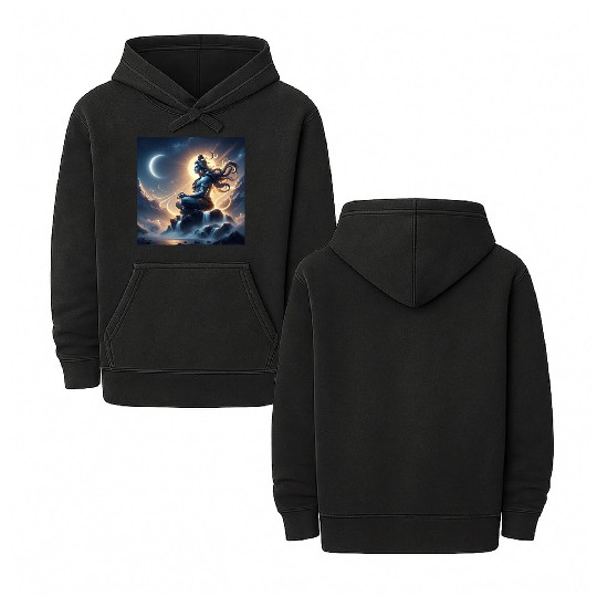 Celestial Meditation Oracle Design Double Sided Mineral Wash Hoodies