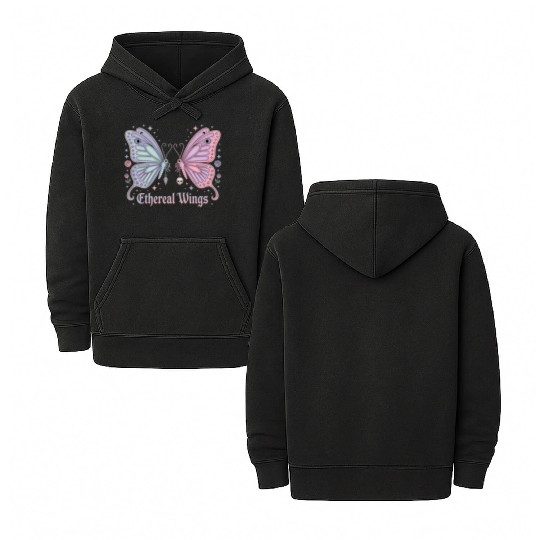 Pastel Goth Two Butterflies Aesthetic Gothic Desig Double Sided Mineral Wash Hoodies