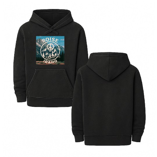 Boise, Idaho (B) Double Sided Mineral Wash Hoodies