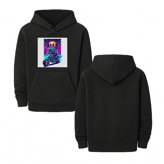 Futuristic Rhinoceros Cyber Ride Double Sided Mineral Wash Hoodies