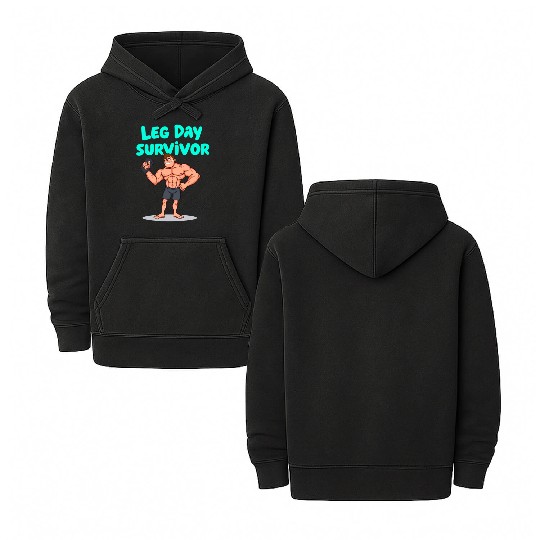 Leg Day Survivor Gym Double Sided Mineral Wash Hoodies