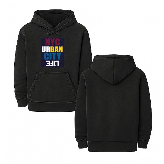 Vibrant NYC Urban City Typography life Double Sided Mineral Wash Hoodies