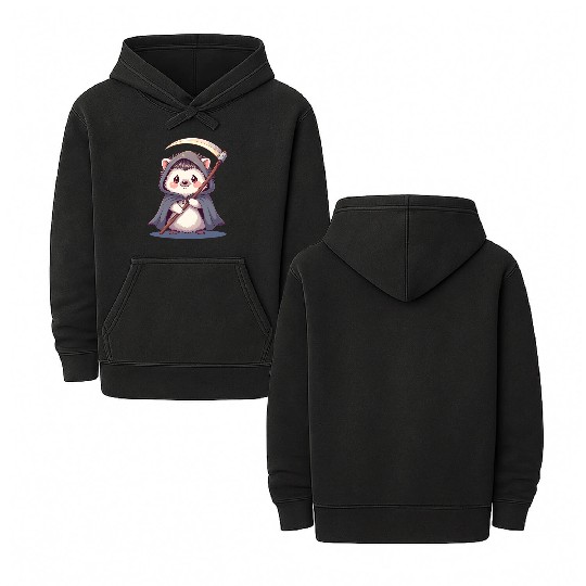 Cute Hooded Hedgehog with Scythe Double Sided Mineral Wash Hoodies