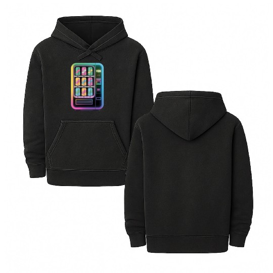 Y2K Cyber Vending Machine with Iridescent Drinks Double Sided Mineral Wash Hoodies