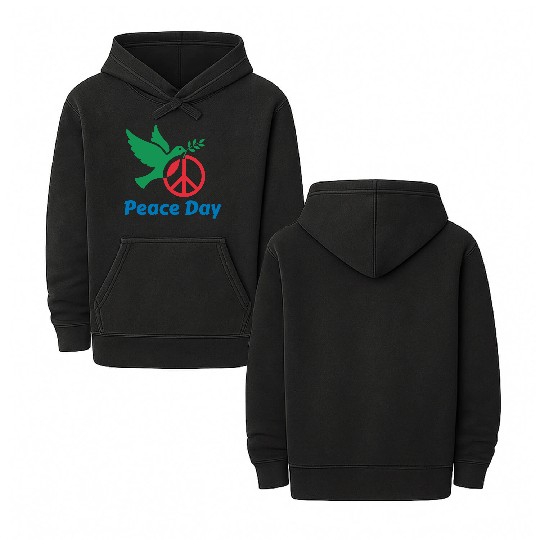 Peace Day Dove with Olive Branch Double Sided Mineral Wash Hoodies