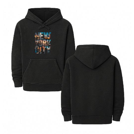 New York City Skyline Collage Double Sided Mineral Wash Hoodies