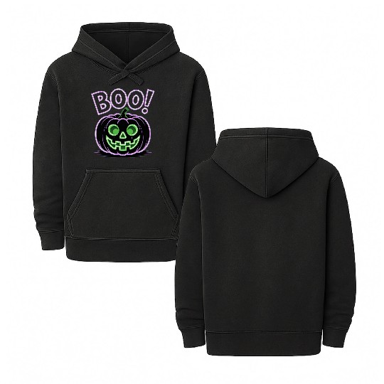 Neon Jack-O-Lantern Halloween Design Double Sided Mineral Wash Hoodies
