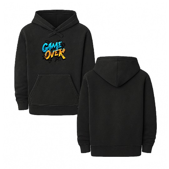 Graffiti Style Game Over Design Double Sided Mineral Wash Hoodies