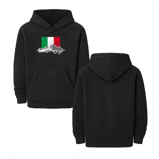Italy - Flag & Mountains Double Sided Mineral Wash Hoodies