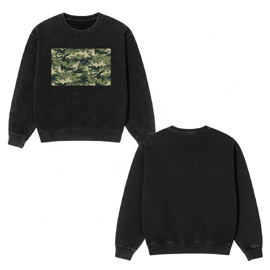 Camouflage pattern green Double Sided Mineral Wash Sweatshirts