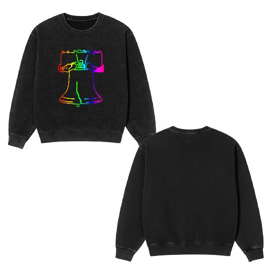 Rainbow Liberty Bell Double Sided Mineral Wash Sweatshirts