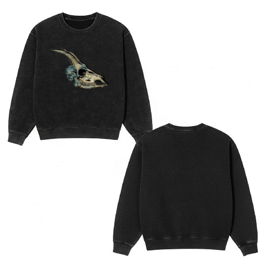 Capricorn skull Double Sided Mineral Wash Sweatshirts
