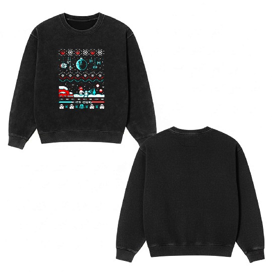 Star Wars ugly Christmas sweater Double Sided Mineral Wash Sweatshirts