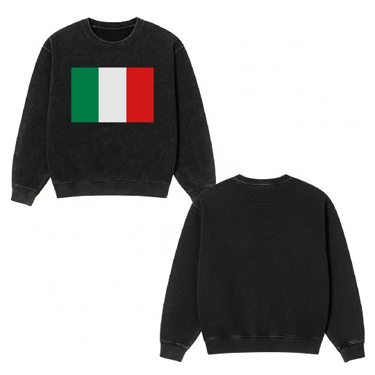 National Flag Of Italy Double Sided Mineral Wash Sweatshirts