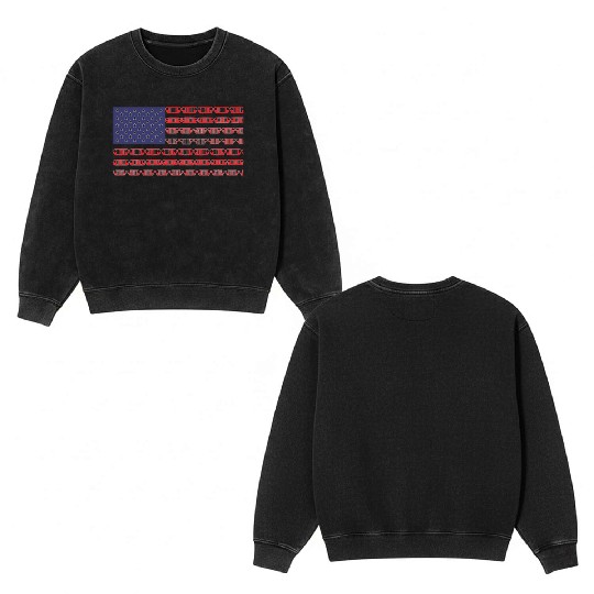 Flag of the United States jeep Double Sided Mineral Wash Sweatshirts