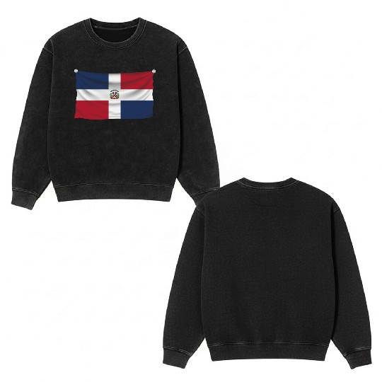 flag dominican republic Double Sided Mineral Wash Sweatshirts